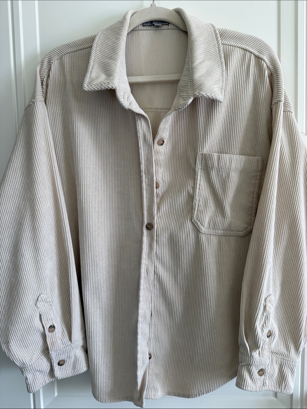 Cream Corduroy Oversized Button Down Shirt